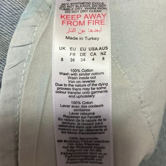 Nasty Gal Women's Blue Embellished Star Print Straight High Rise Denim Jeans 4 - Picture 7 of 7